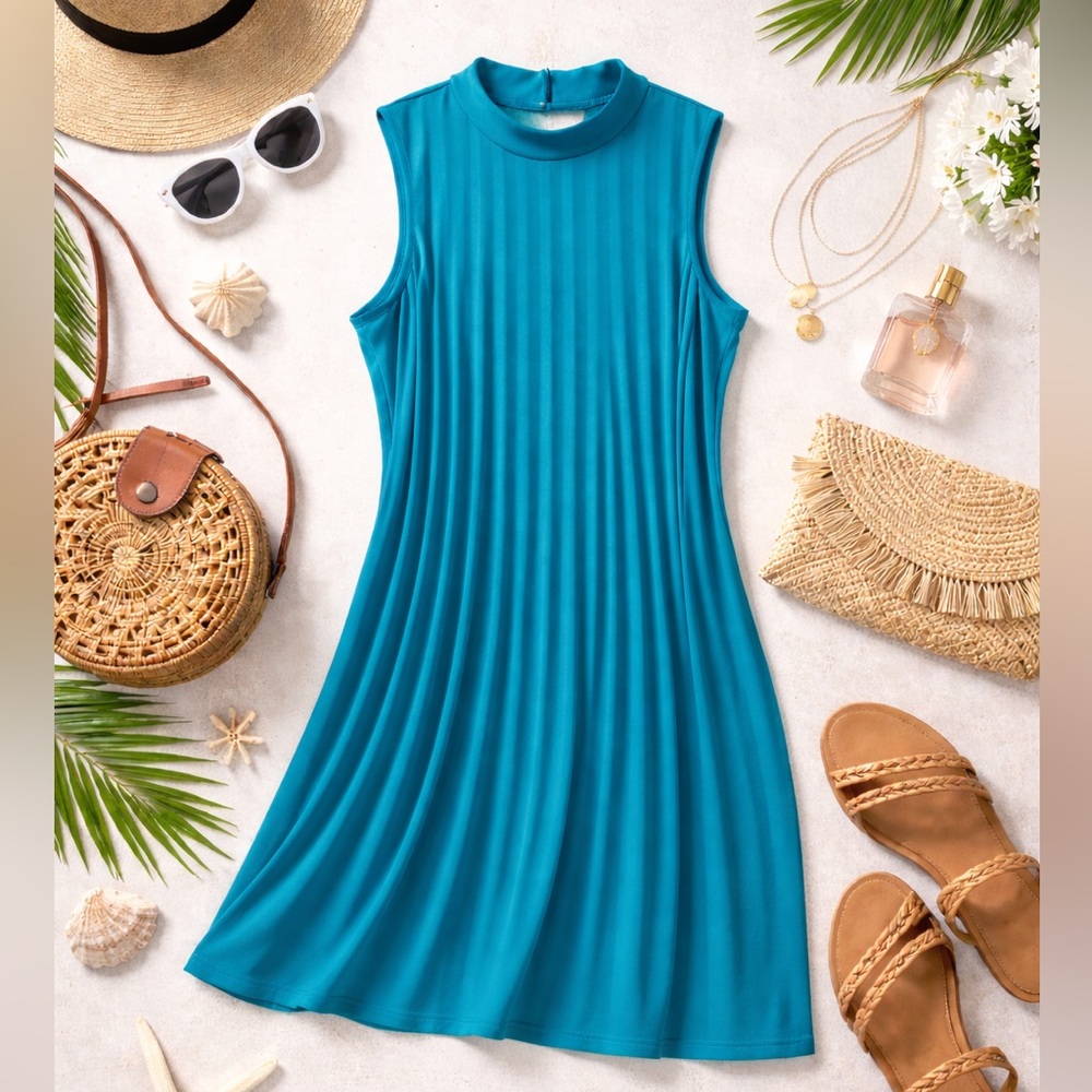 Anthropologie Plenty by Tracy Reese Swing Dress L Peacock Open Minimalist
